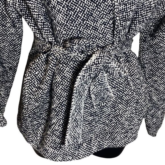 Eileen fisher black/white tweed 3/4 sleeve open front belted cardigan petite med - Picture 4 of 7